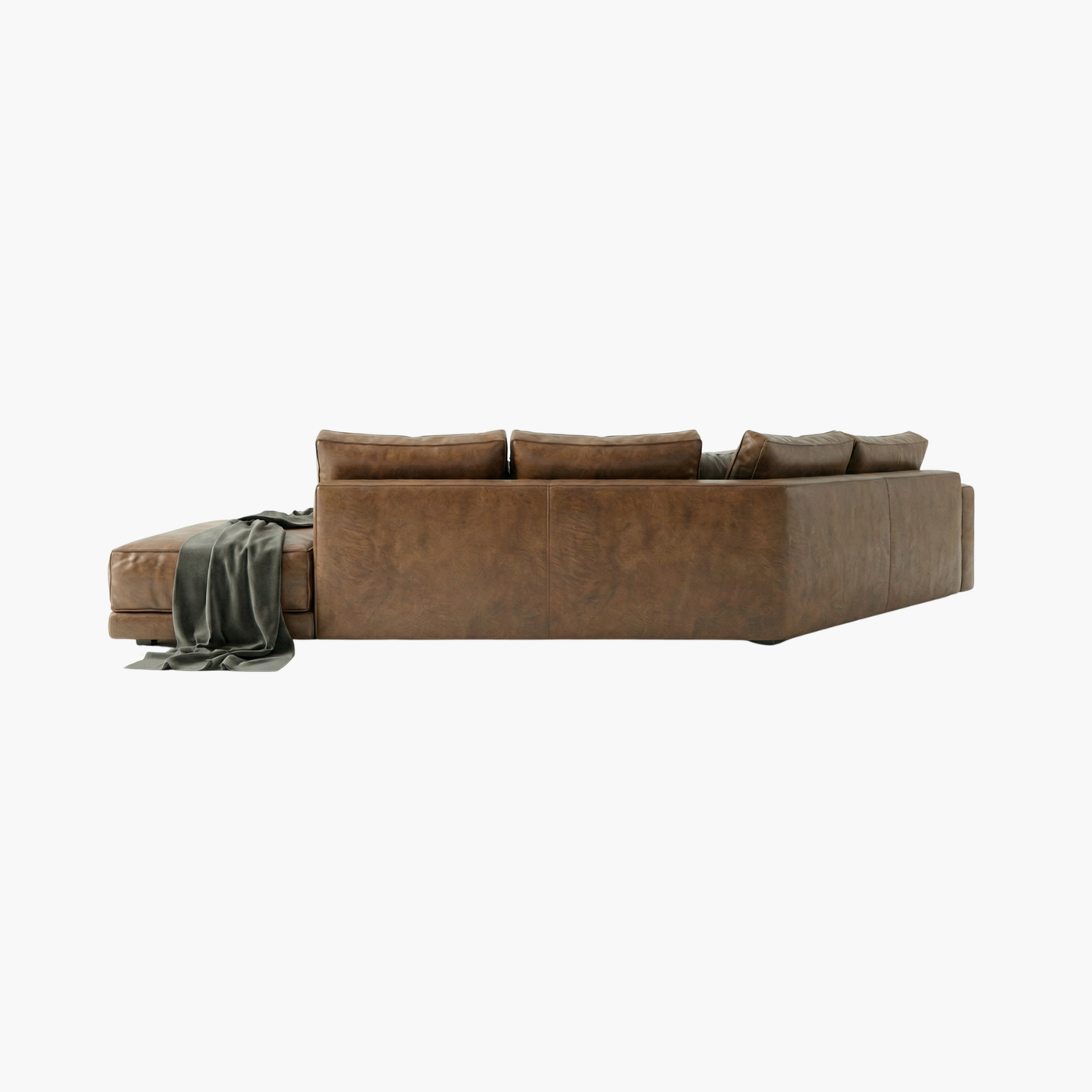 Cognac Leather Brown Angled Sectional Sofa