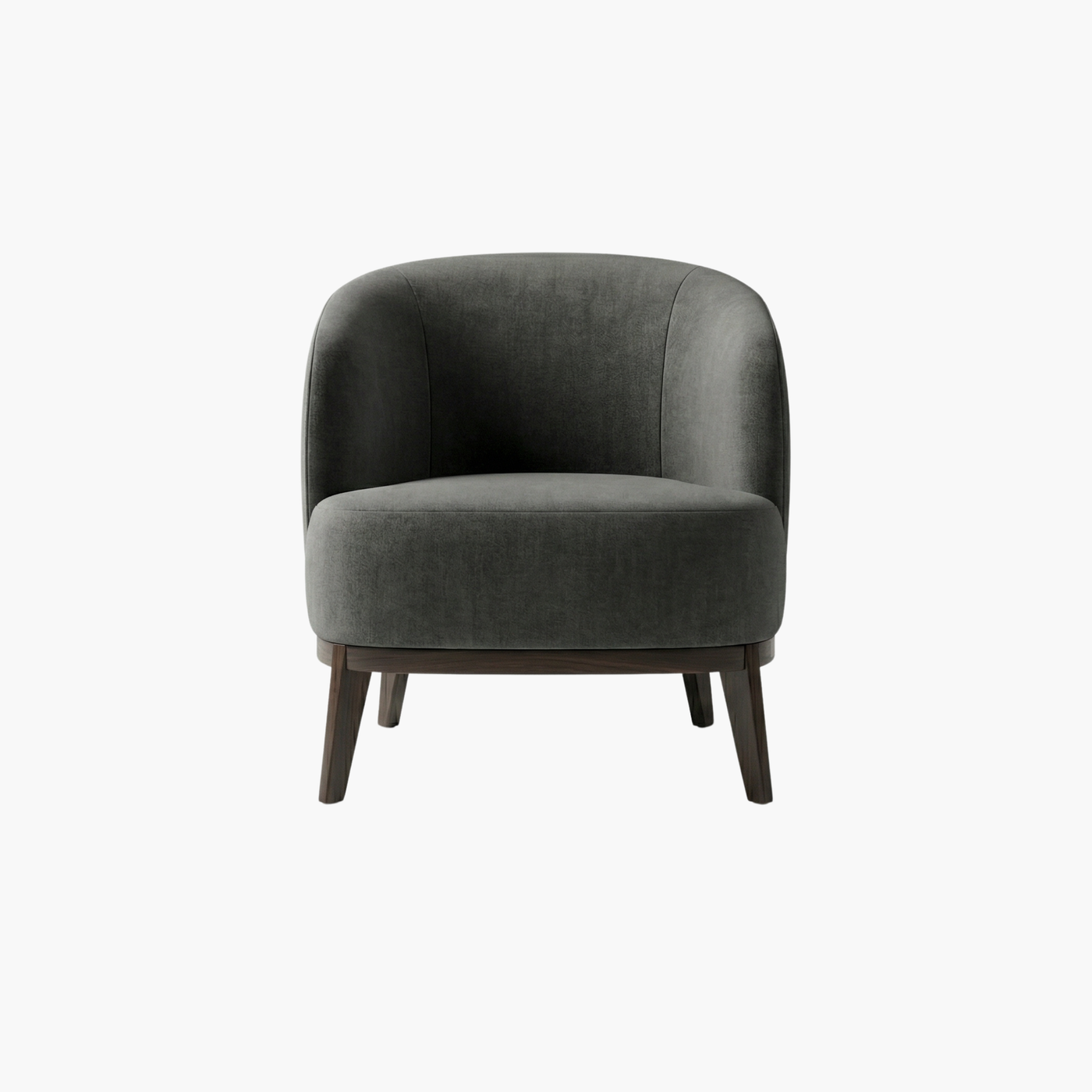 Modern Grey Velvet Tub Lounge Chair