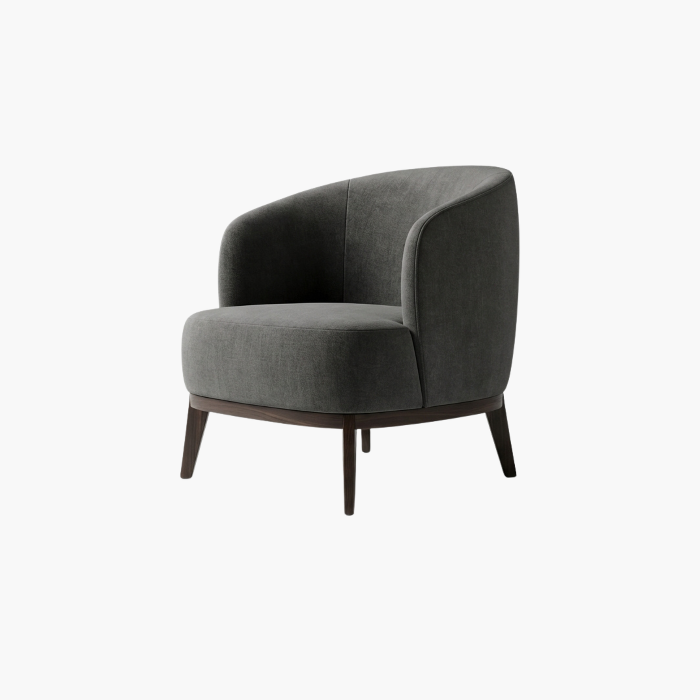 Modern Grey Velvet Tub Lounge Chair