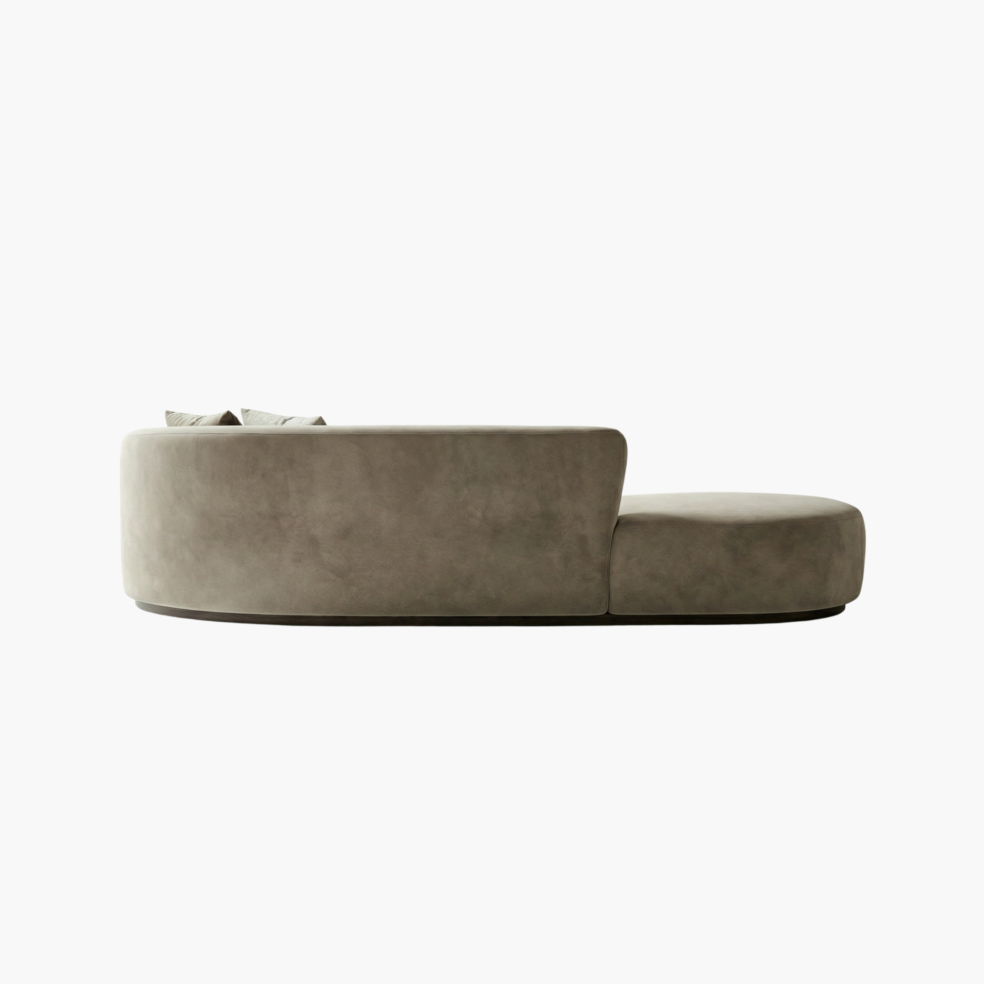 Image of Modern Curved Chaise Sofa in Beige Velvet